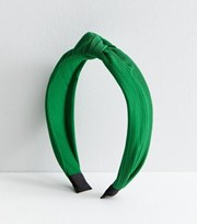 New Look Green Ribbed Knot Headband